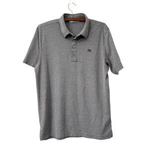 Travis Mathew Mens Gray Multicolor Polkadot Short Sleeve Golf Polo Shirt Size M
